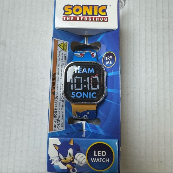 SonicUnisex Children's LED Watch with Square Case and Printed Silicone Strap - Picture 3 of 5